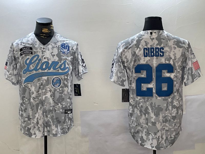 Men Detroit Lions #26 Gibbs Nike Arctic Camo 2024 Salute to Service Limited NFL Jersey style 6